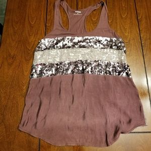 Sequins and lace tank top